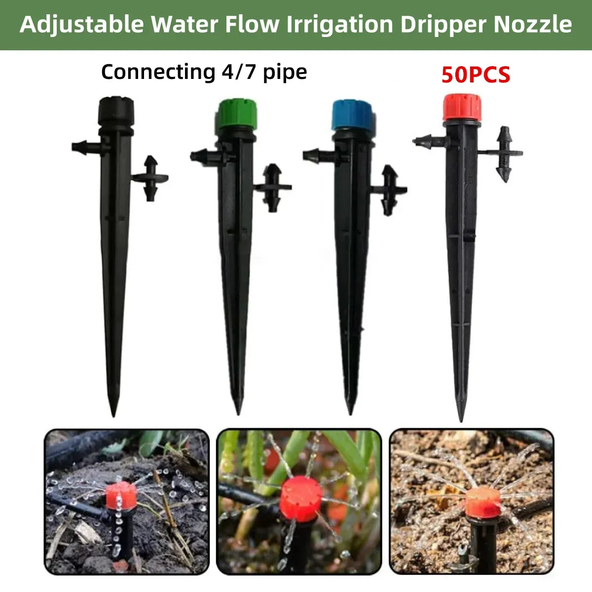 Adjustable Irrigation Misting Dripper 360-degree Sprinkler Drip Watering Tool - Green