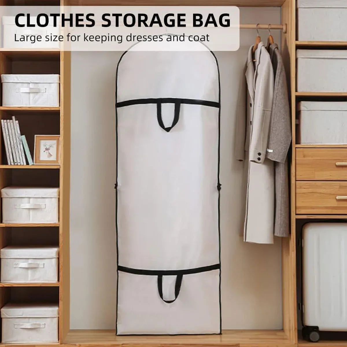 Clothes Dustproof Cover Foldable Moisture-Proof For Household Dress Suit Storage - Black