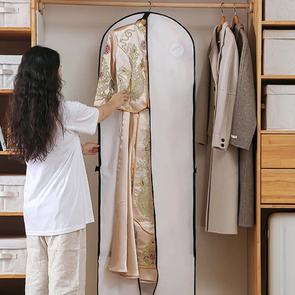 Clothes Dustproof Cover Foldable Moisture-Proof For Household Dress Suit Storage - Black