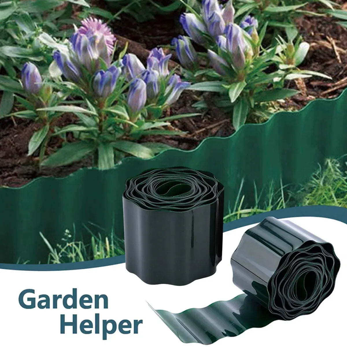 Green Garden Landscape Edging Border Flexible Lawn Fence Roll Outdoor Decor - 20cm