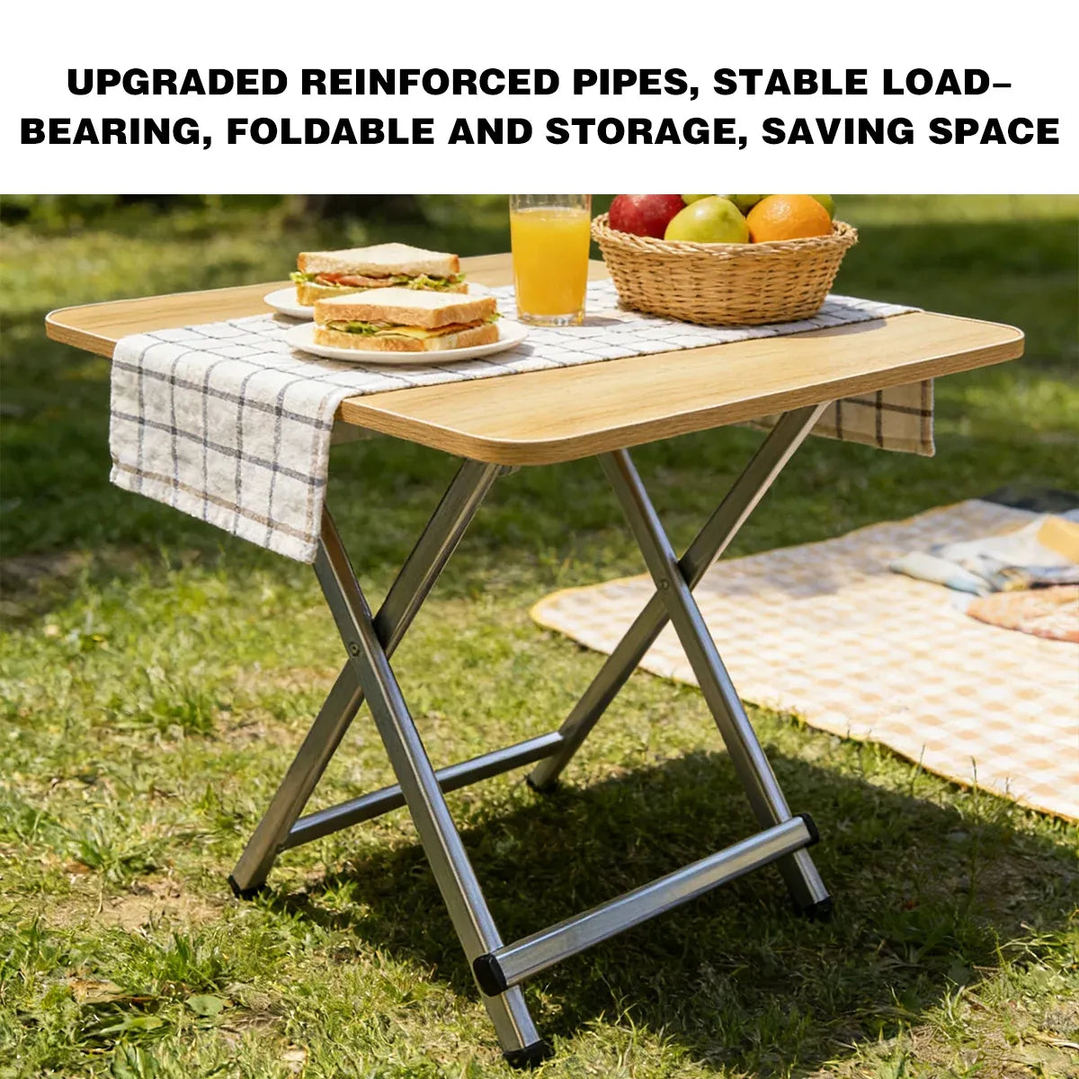 60cm Wooden Folding Table Tray Dinner Home Coffee Snack Outdoor Desk Portable