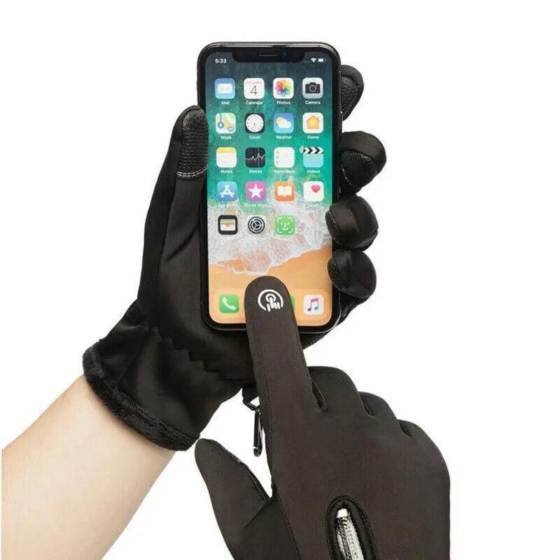Winter Warm Windproof Waterproof Anti-Slip Thermal Touch Screen Gloves Unisex M Size - Grey