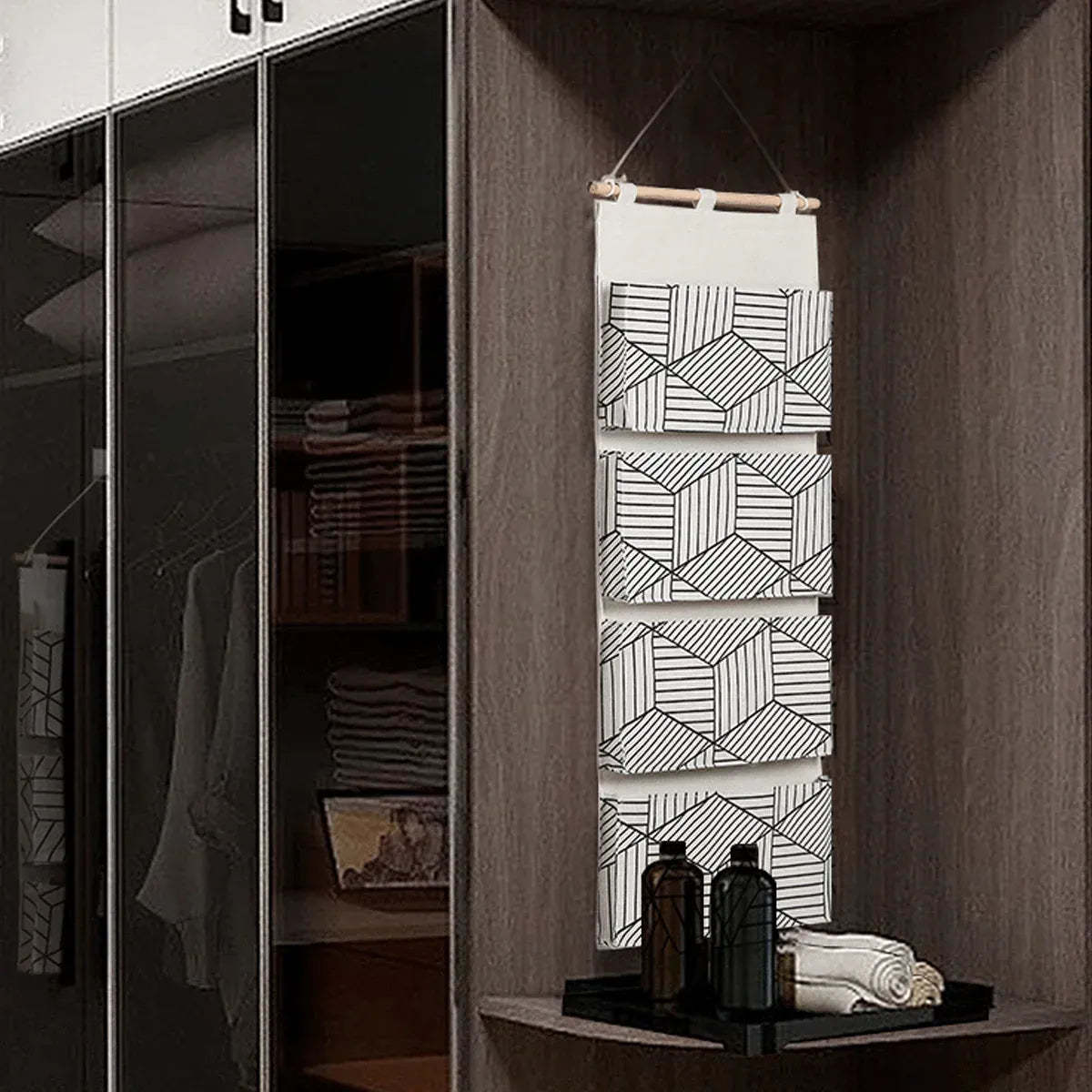 2PCS Multi Layer Wall Mounted Hanging Closet Storage Bag Wardrobe Organizer