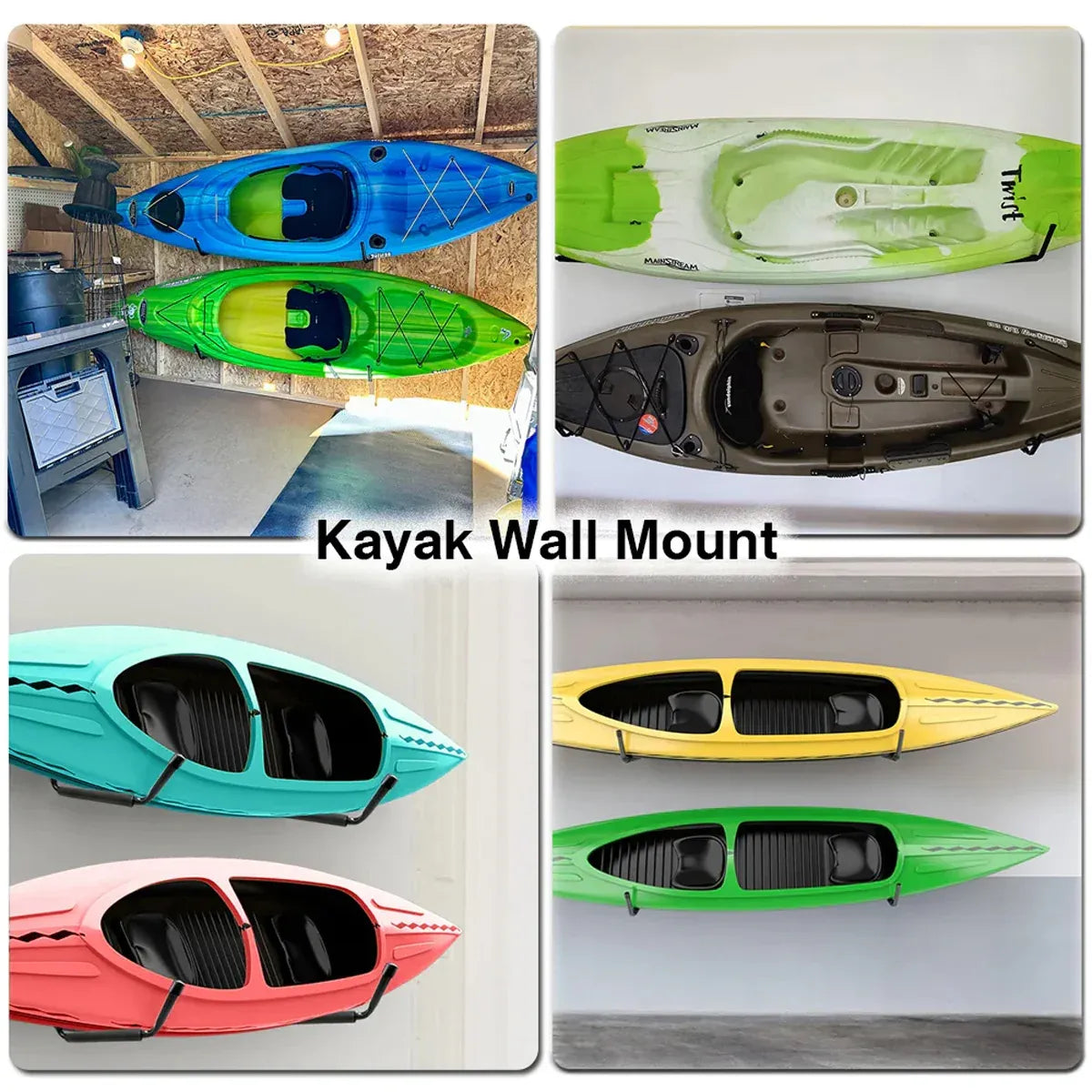 4in1 Wall Mounted Kayak Wall Rack Surfboard Canoe Storage Stand for Garage
