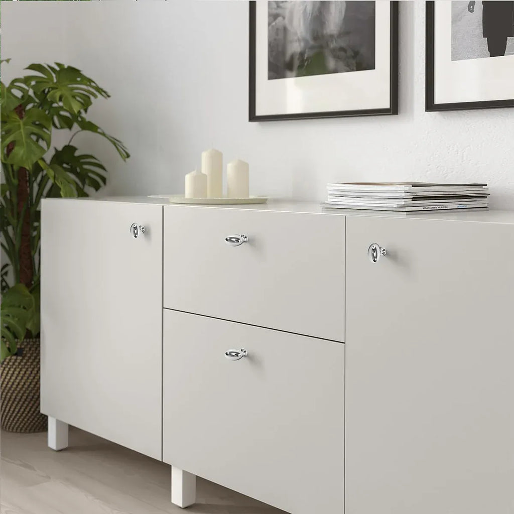 Pigeon Egg Cabinet Handle Single Hole French Style Drawer Pull for Door Closet - Silver