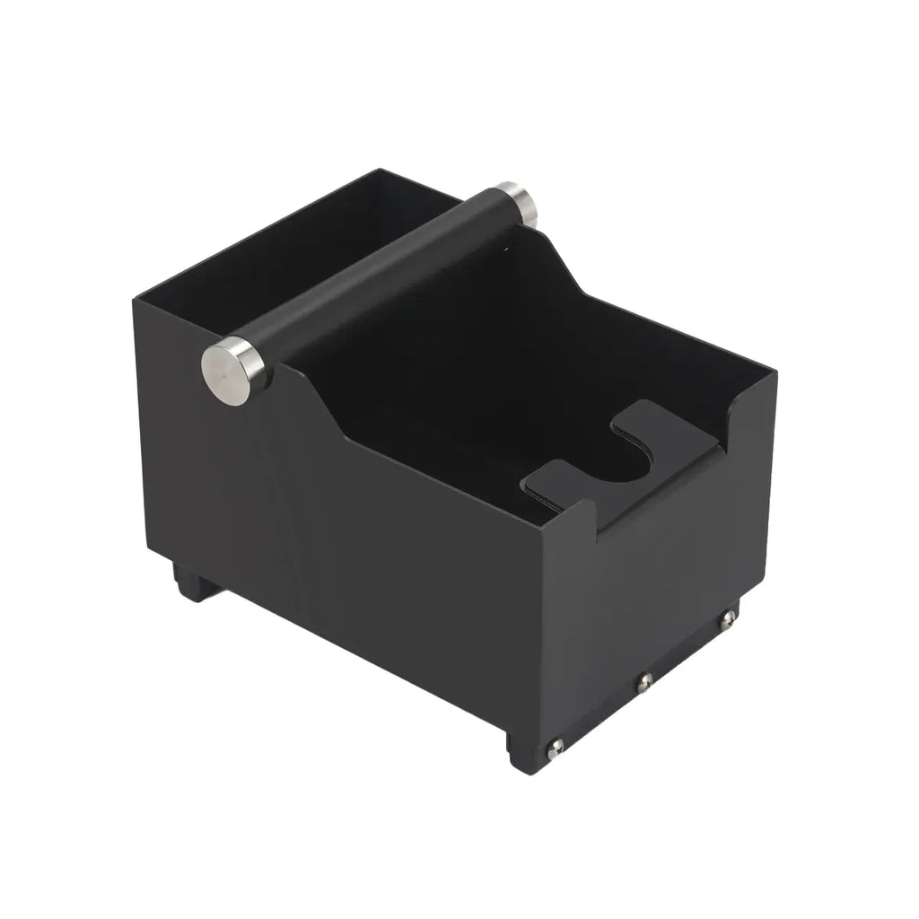 Coffee Knock Box with Powder Press Holder PTFE-Coated Metal Black
