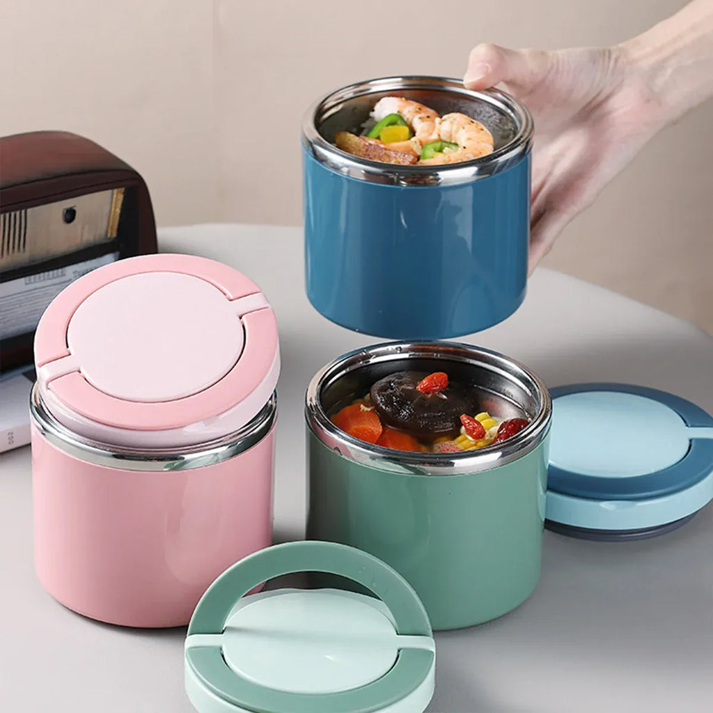 1L Large Capacity Stainless Steel Insulated Lunch Box Food Container Durable - Pink