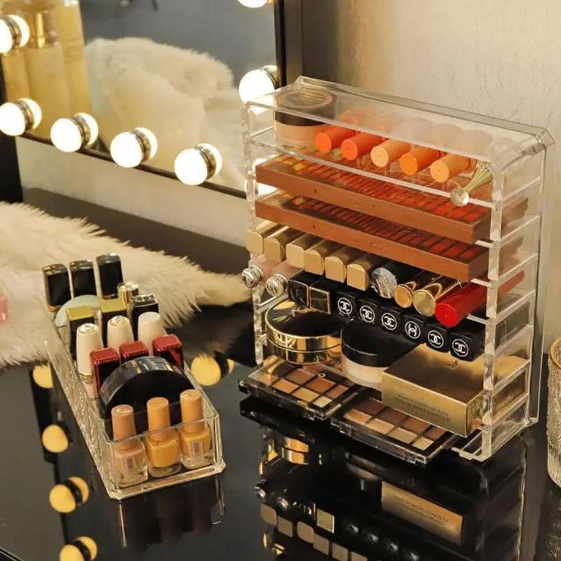 Clear Acrylic Cosmetic Makeup Organiser Lipstick Organizer Box Jewellery Storage - L Size 8Grids