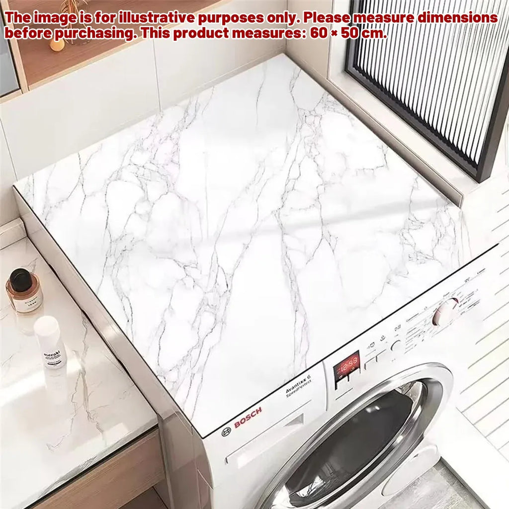 Washing Machine Water Absorbent Mat Quick Dry Dust Proof for Laundry Room Use - White Marble Pattern