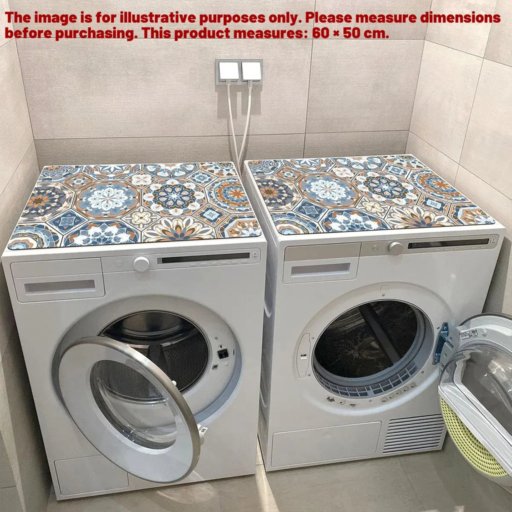 Washing Machine Water Absorbent Mat Quick Dry Dust Proof for Laundry Room Use - White Marble Pattern
