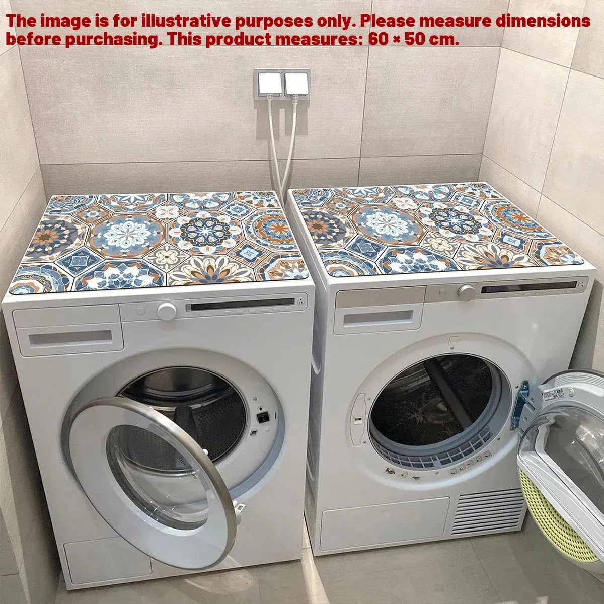 Washing Machine Water Absorbent Mat Quick Dry Dust Proof for Laundry Room Use - White Marble Pattern