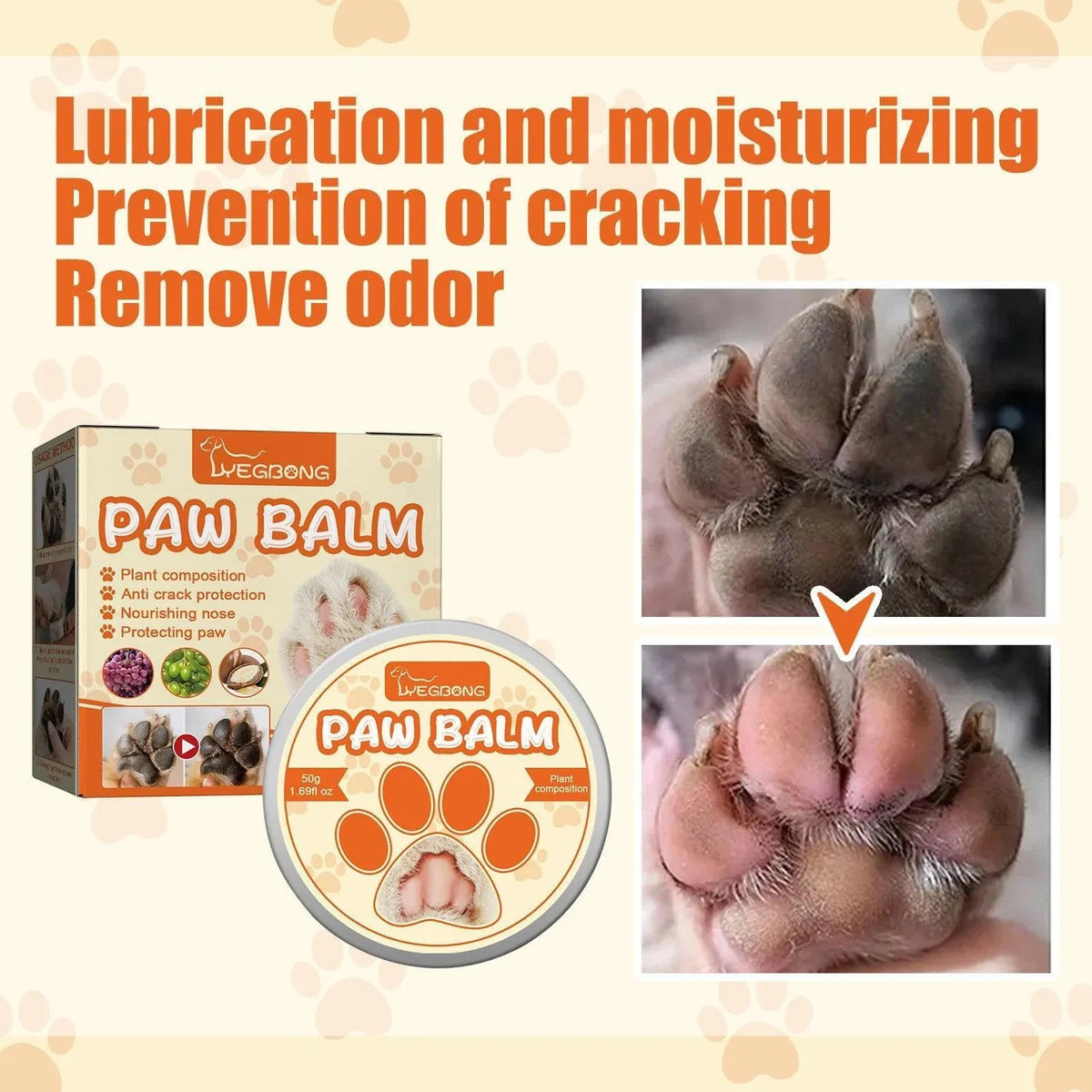 Dogs Cat Paw Balm Cream Pets Natural Lick Safe Dry Skin Cracked Paws Feet Care