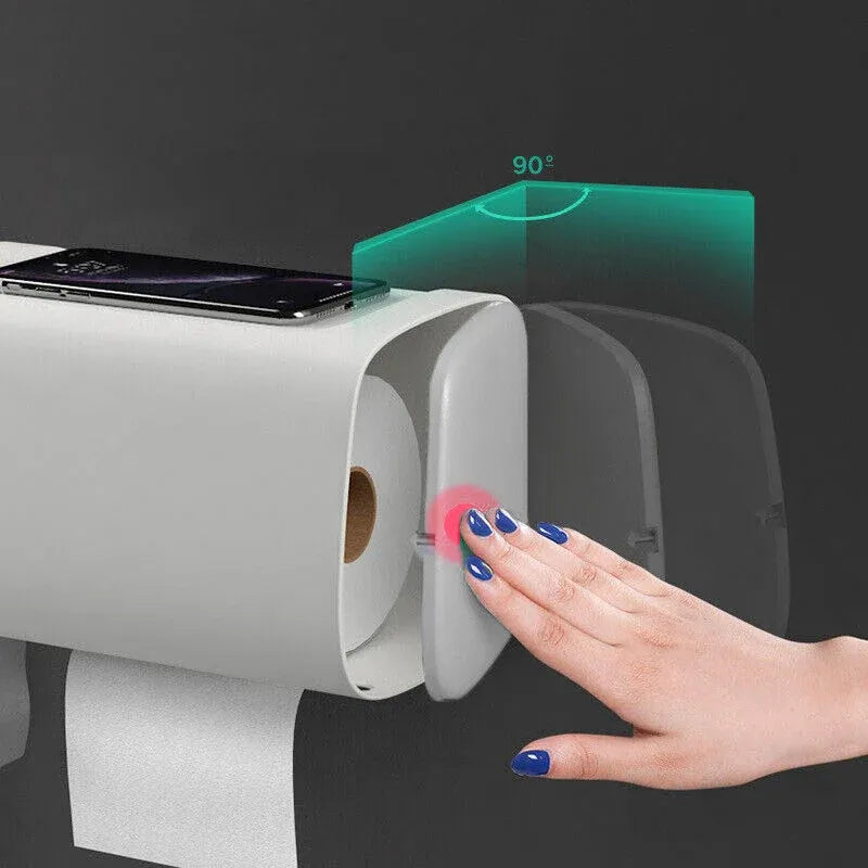 Toilet Paper Holder Waterproof Wall Mounted Roll Paper Tissue Box Shelf Bathroom