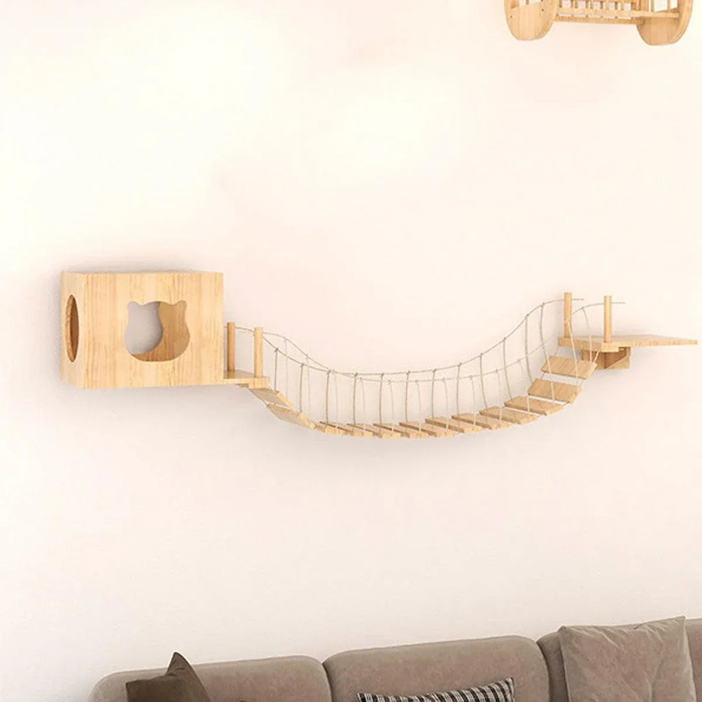 Wall Mounted Cat Climbing Shelf Jumping Platform Wooden Pet Perch Furniture