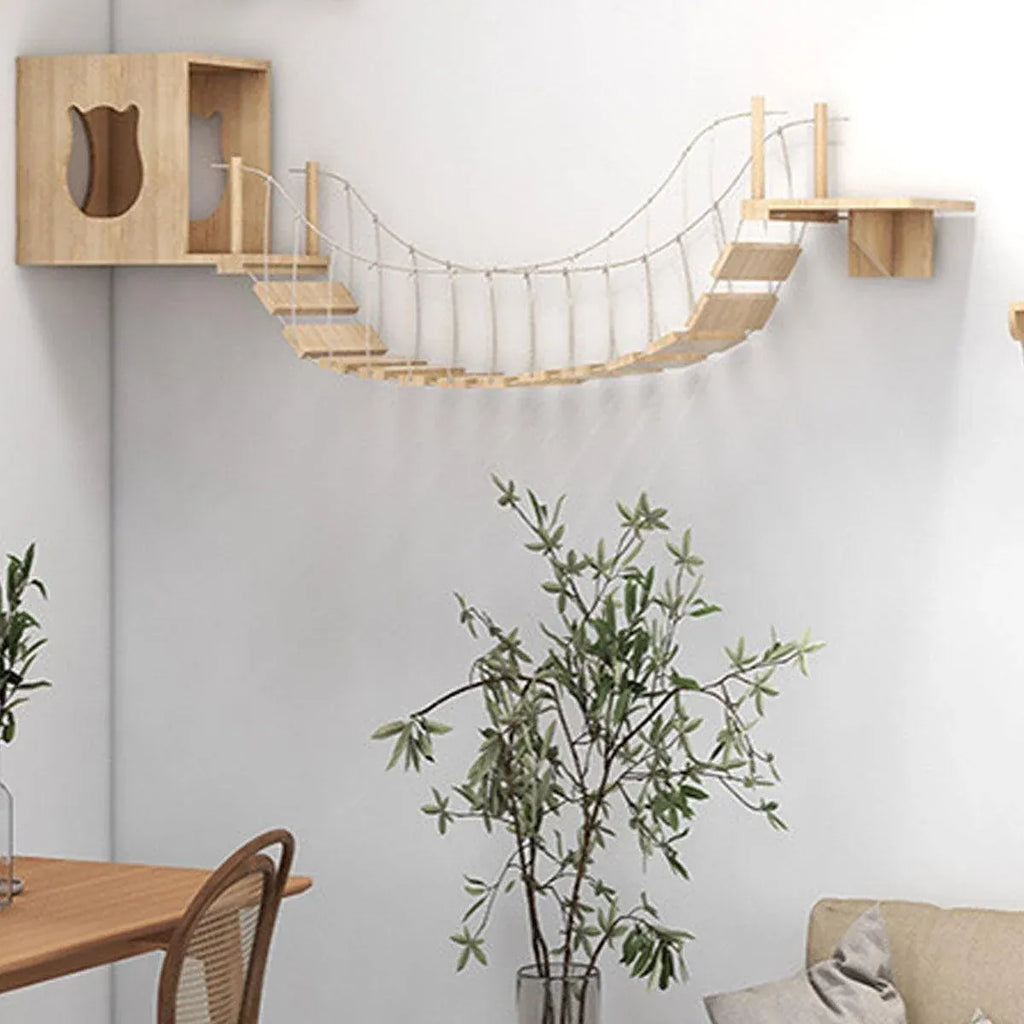 Wall Mounted Cat Climbing Shelf Jumping Platform Wooden Pet Perch Furniture