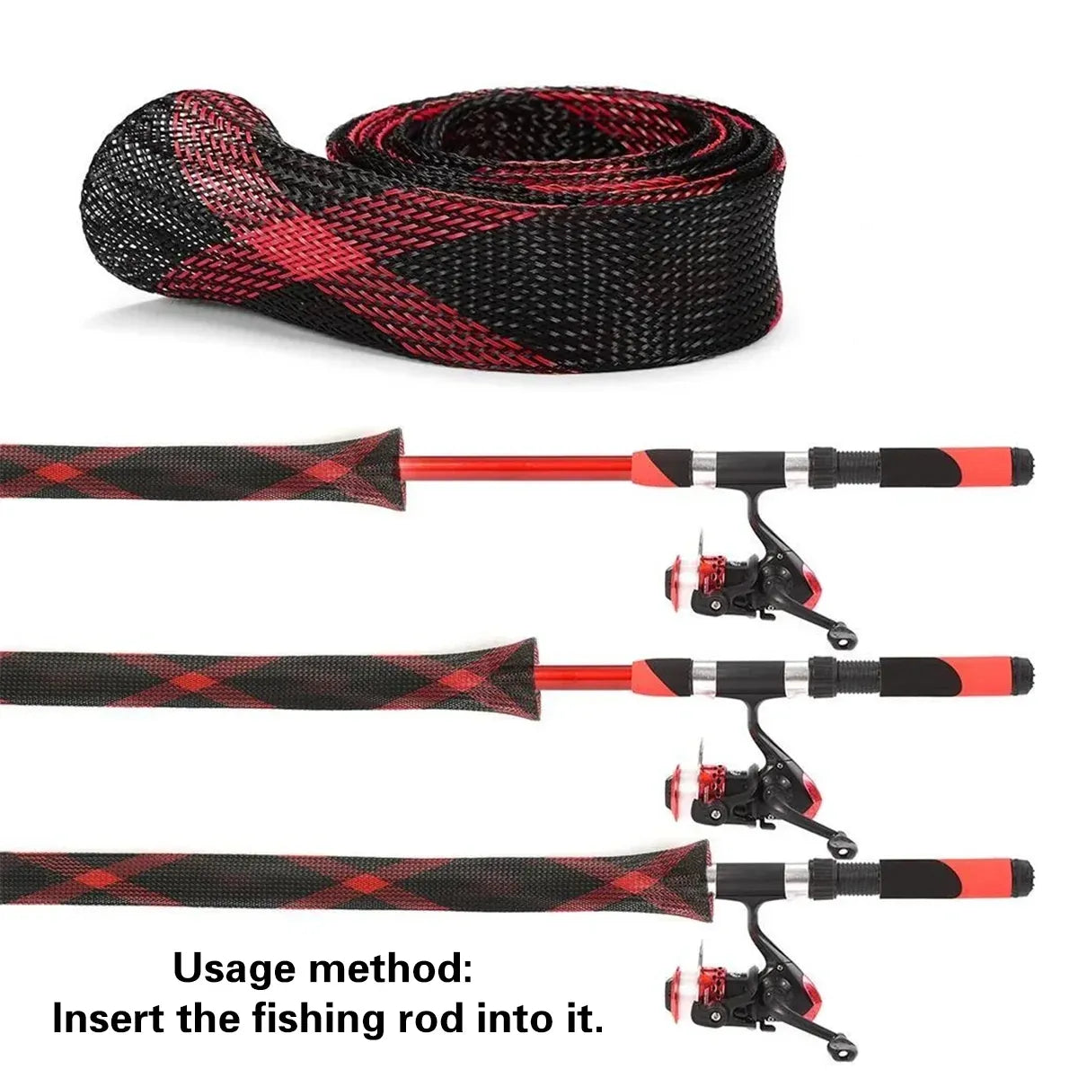4PCS Retractable Fishing Rod Protector Mesh Tube Durable Lightweight 35x170mm