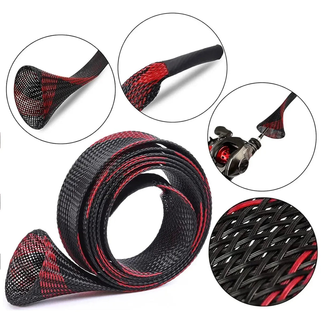 4PCS Retractable Fishing Rod Protector Mesh Tube Durable Lightweight 35x170mm