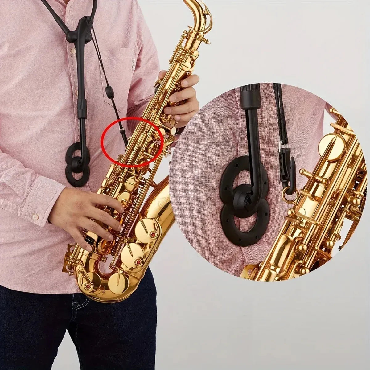 Saxophone Strap Double Shoulder Adjustable Neck Hanging Strap For Musician Use