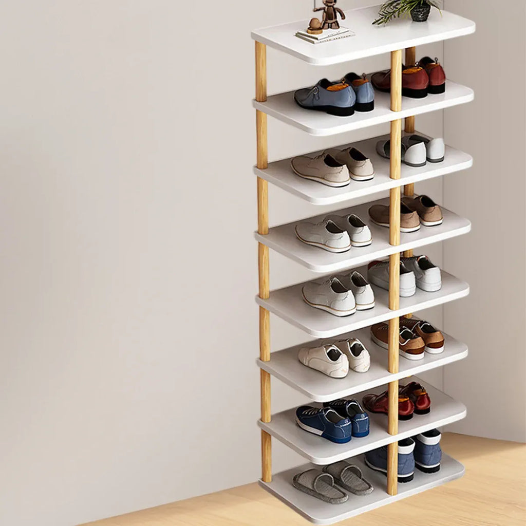 8 Tiers Shoe Rack Wood Vertical Space Saving Narrow Shoe Rack Storage 14 Pairs