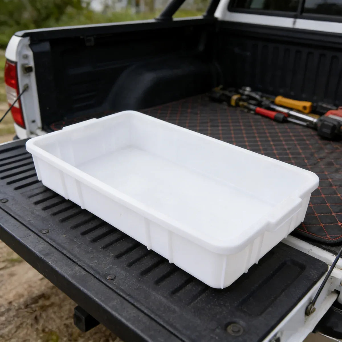 Rectangular Hardware Tool Box Large Capacity Storage Organizer for Garage Use - White