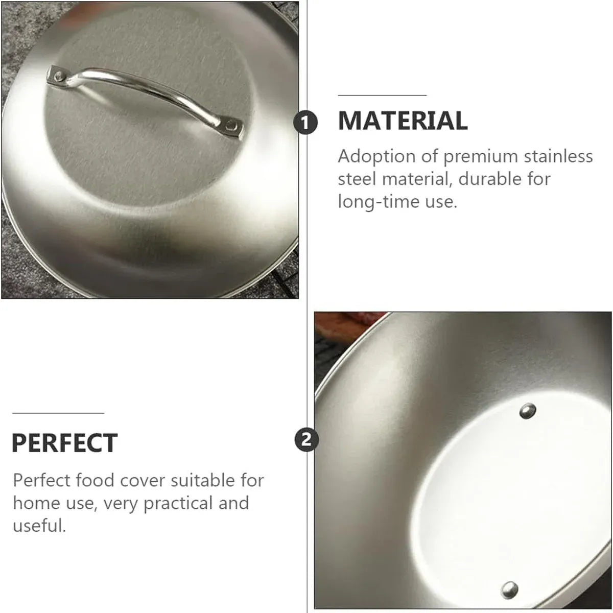 Stainless Steel Food Cover Dome Lid For Teppanyaki Grill Steak Cooking Kitchen