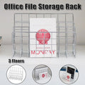 Three Layer Iron Office Document Organizer Rack Magazine Storage Shelf Bookshelf