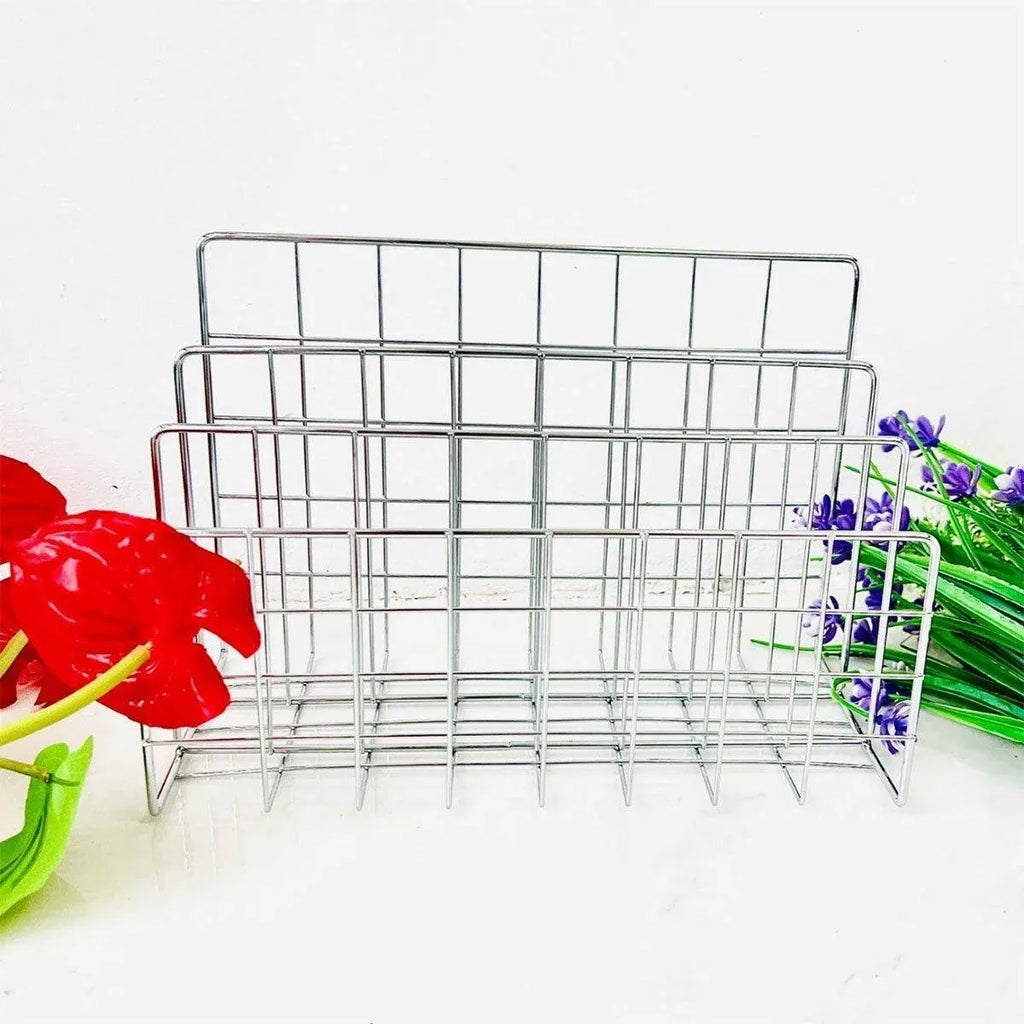 Three Layer Iron Office Document Organizer Rack Magazine Storage Shelf Bookshelf