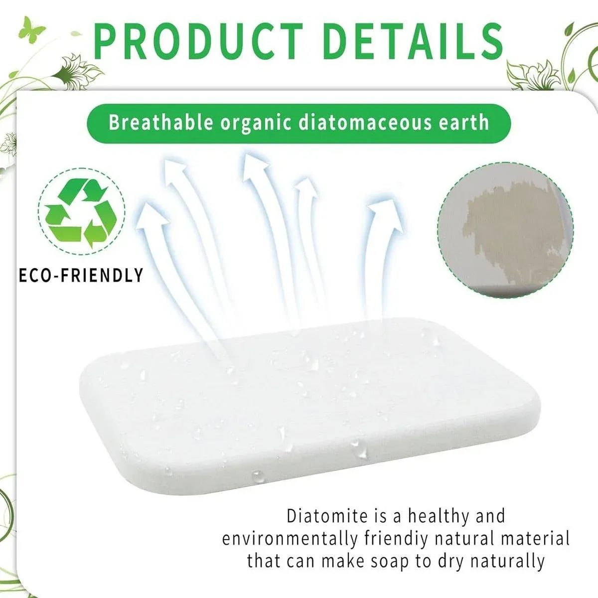 4PCS/Set Water Absorbent Diatomite Tray Diatomaceous Earth Kitchen Soap Dish