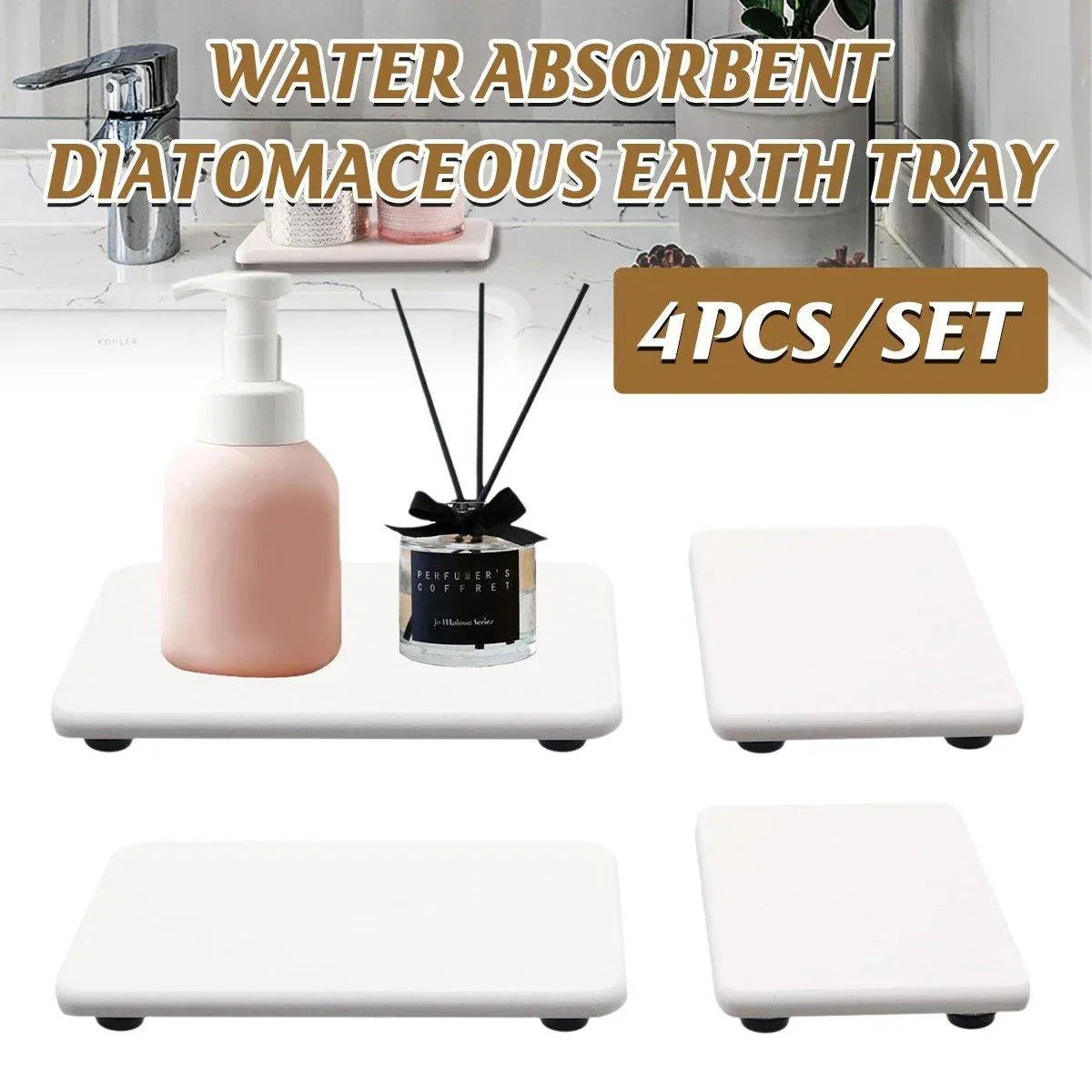 4PCS/Set Water Absorbent Diatomite Tray Diatomaceous Earth Kitchen Soap Dish