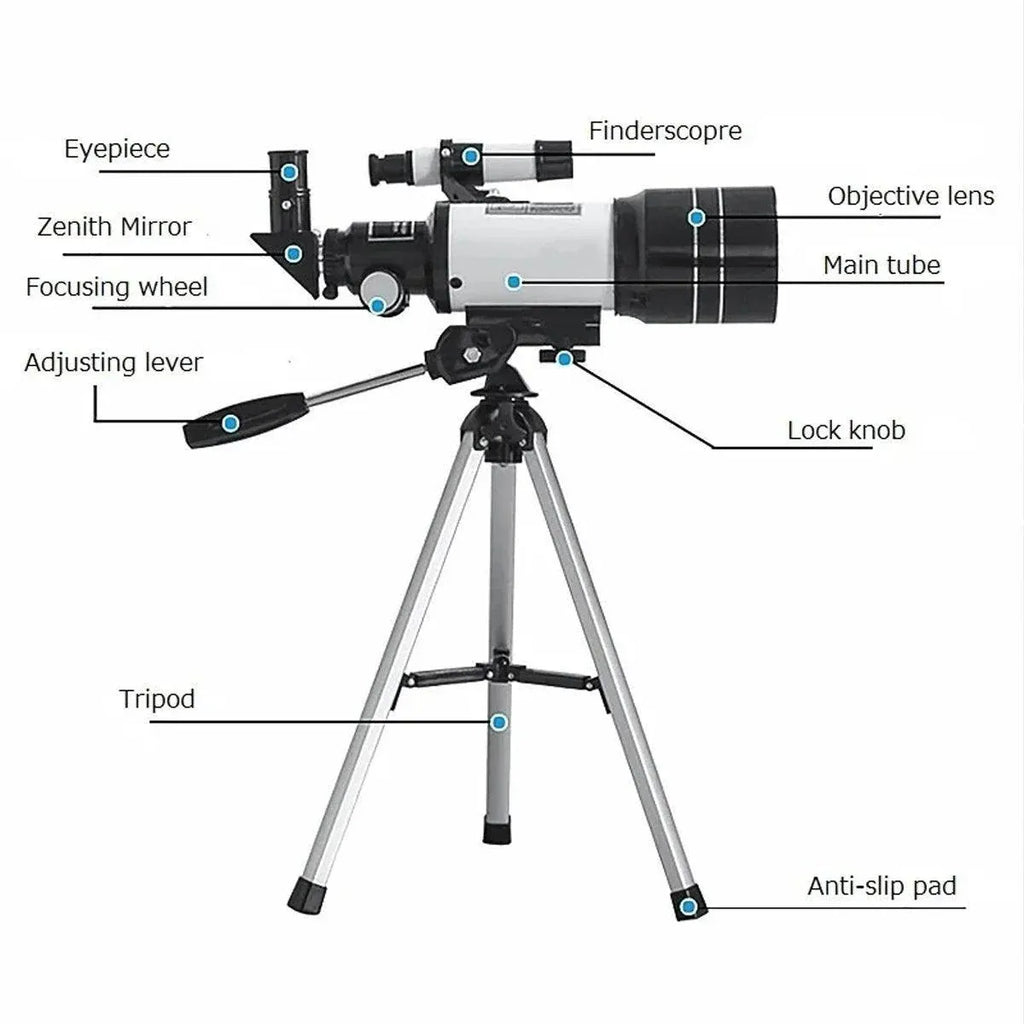 HD Astronomical Telescope with Desktop Tripod and Up to 150X Combo Magnification