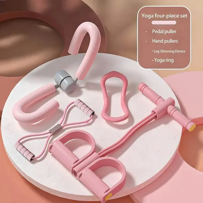 4pcs Pink Yoga Fitness Equipment for Home Workout Stretching and Exercise