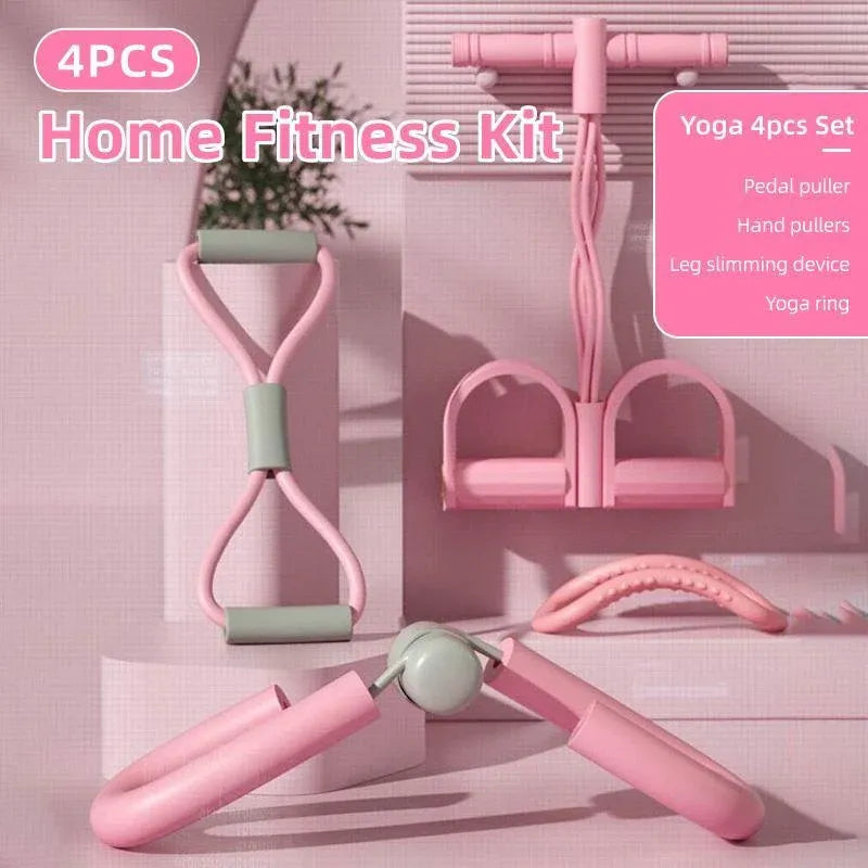 4pcs Pink Yoga Fitness Equipment for Home Workout Stretching and Exercise