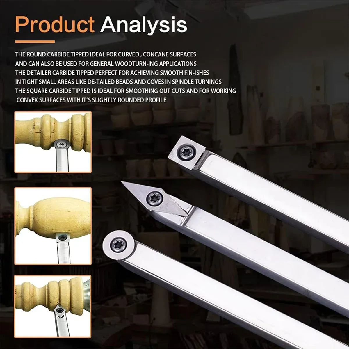 8PCS Wood Lathe Turning Tool Set High Speed Steel For Woodworking Craft Durable