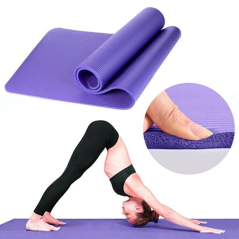 10MM Thick Durable NBR Yoga Mat for Gym and Pilates - Purple