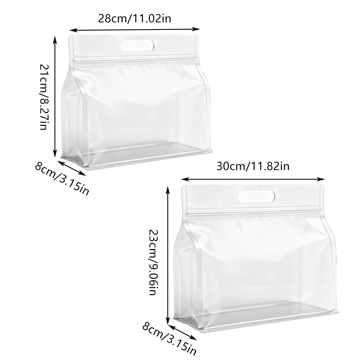 50PCS Clear Reusable Zipper Bags Thick Food Grade PE Storage Bags for Snack Fruit - 28x21cm