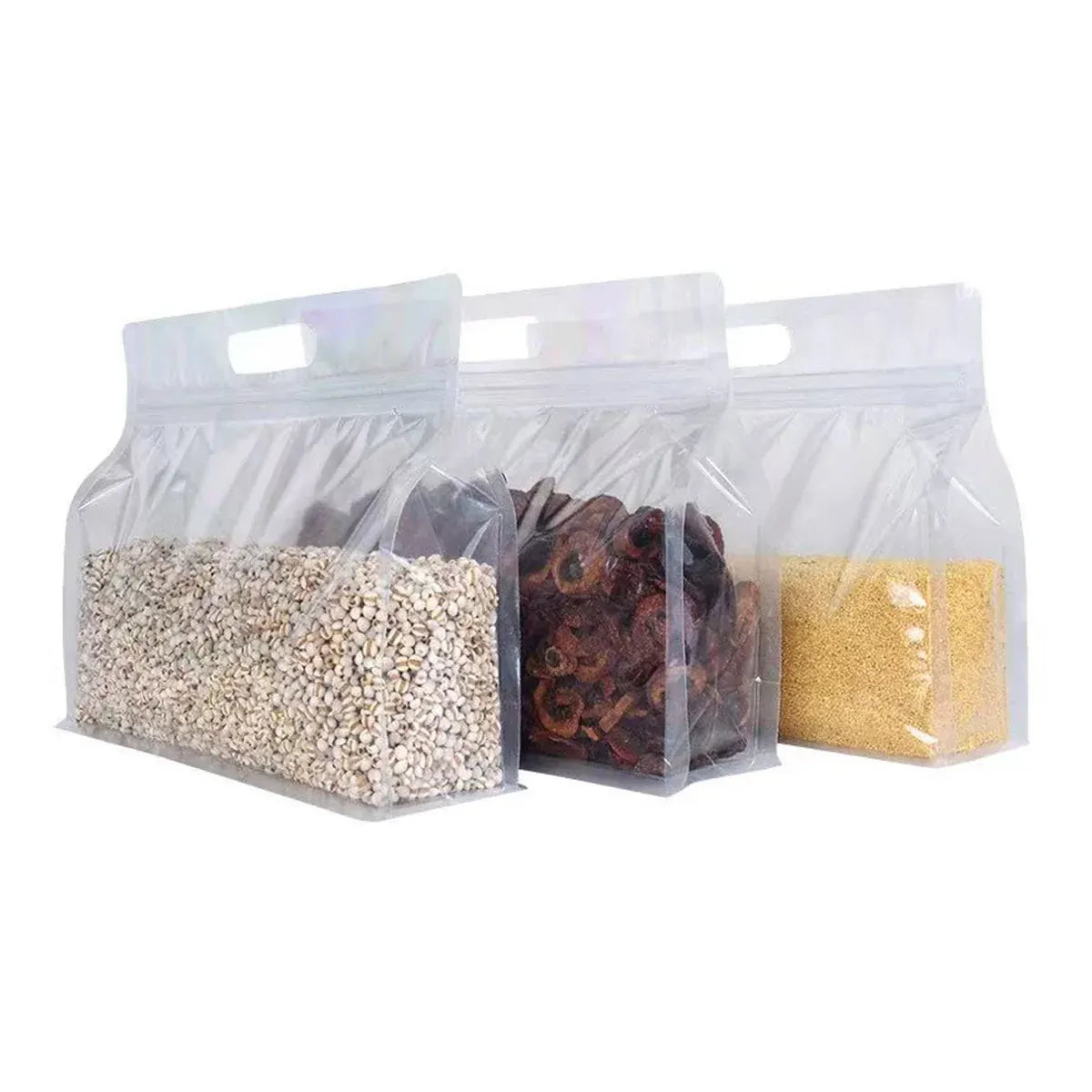 50PCS Clear Reusable Zipper Bags Thick Food Grade PE Storage Bags for Snack Fruit - 28x21cm