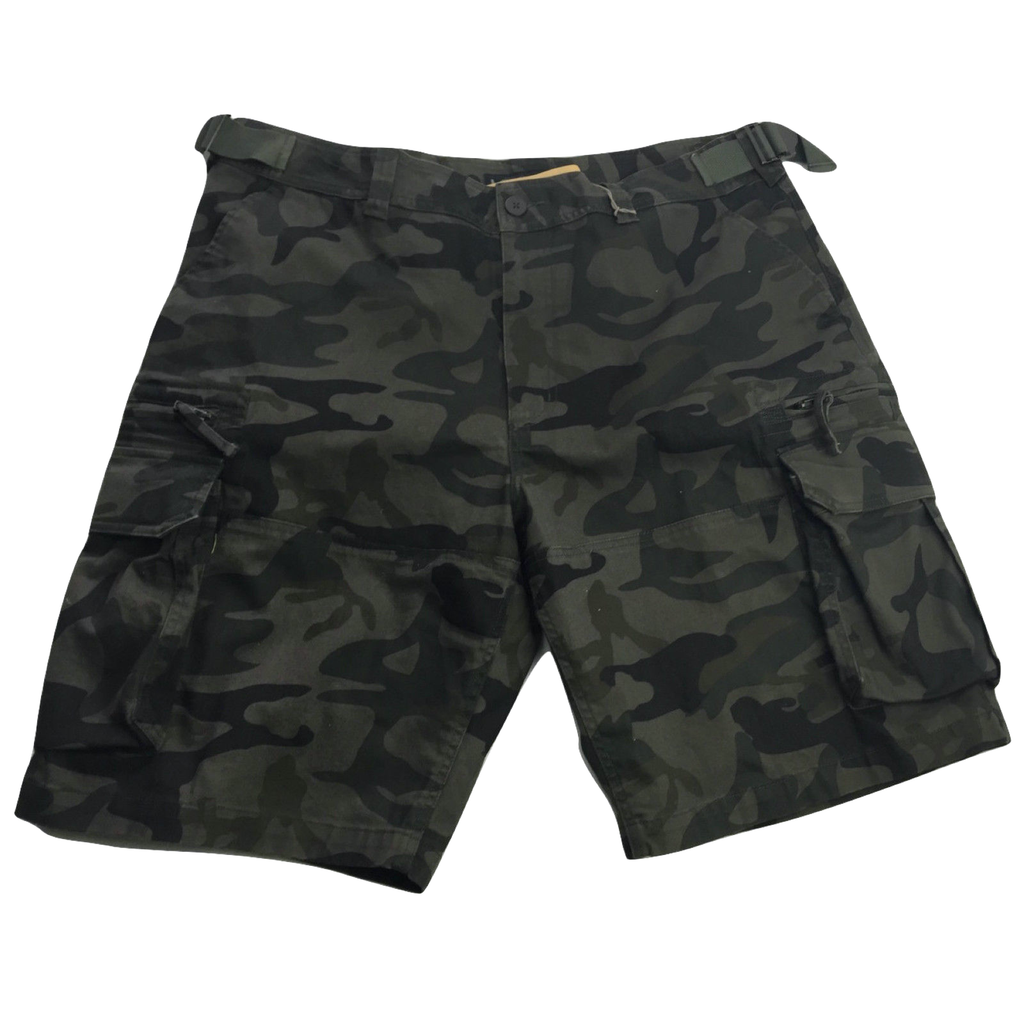 Deluxe Heavy Duty CARGO SHORTS 100% COTTON Drill Summer Work Adjustable - Dark Camouflage - 32""