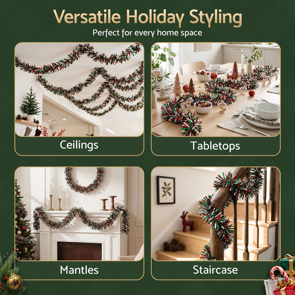 Jingle Jollys 20M Christmas Tinsel Garland Mixed Colors Xmas Party Decoration