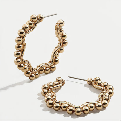 Gold beaded hoop earrings