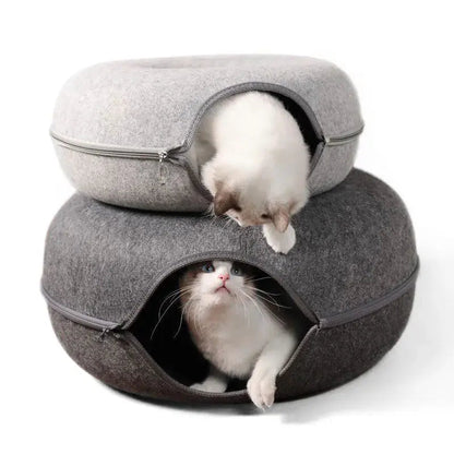 Felt donut cat tunnel bed
