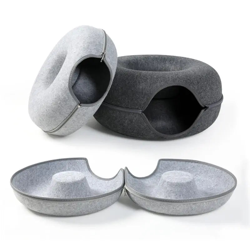 Round cat tunnel bed