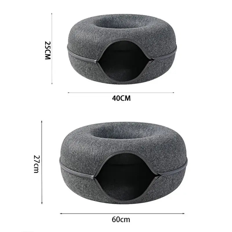 Cat tunnel bed zipper design