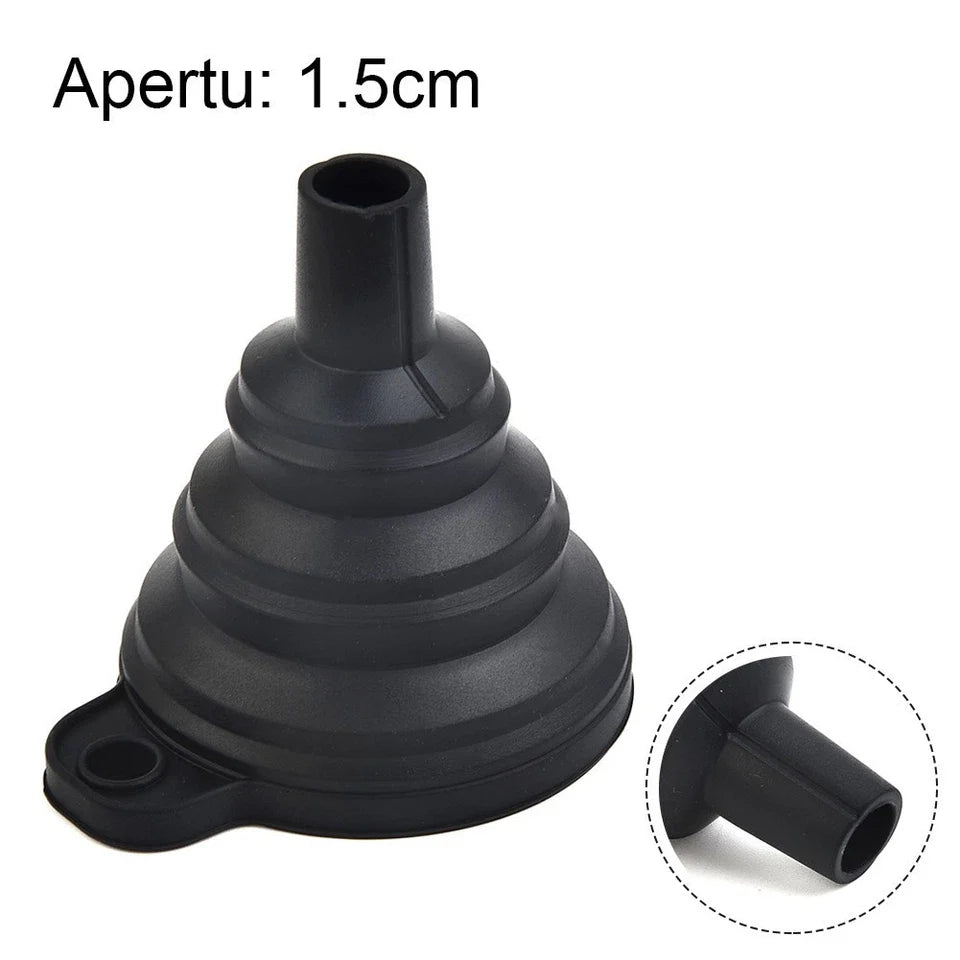 Black Foldable Silicone Funnel for Jars & Liquids-4
